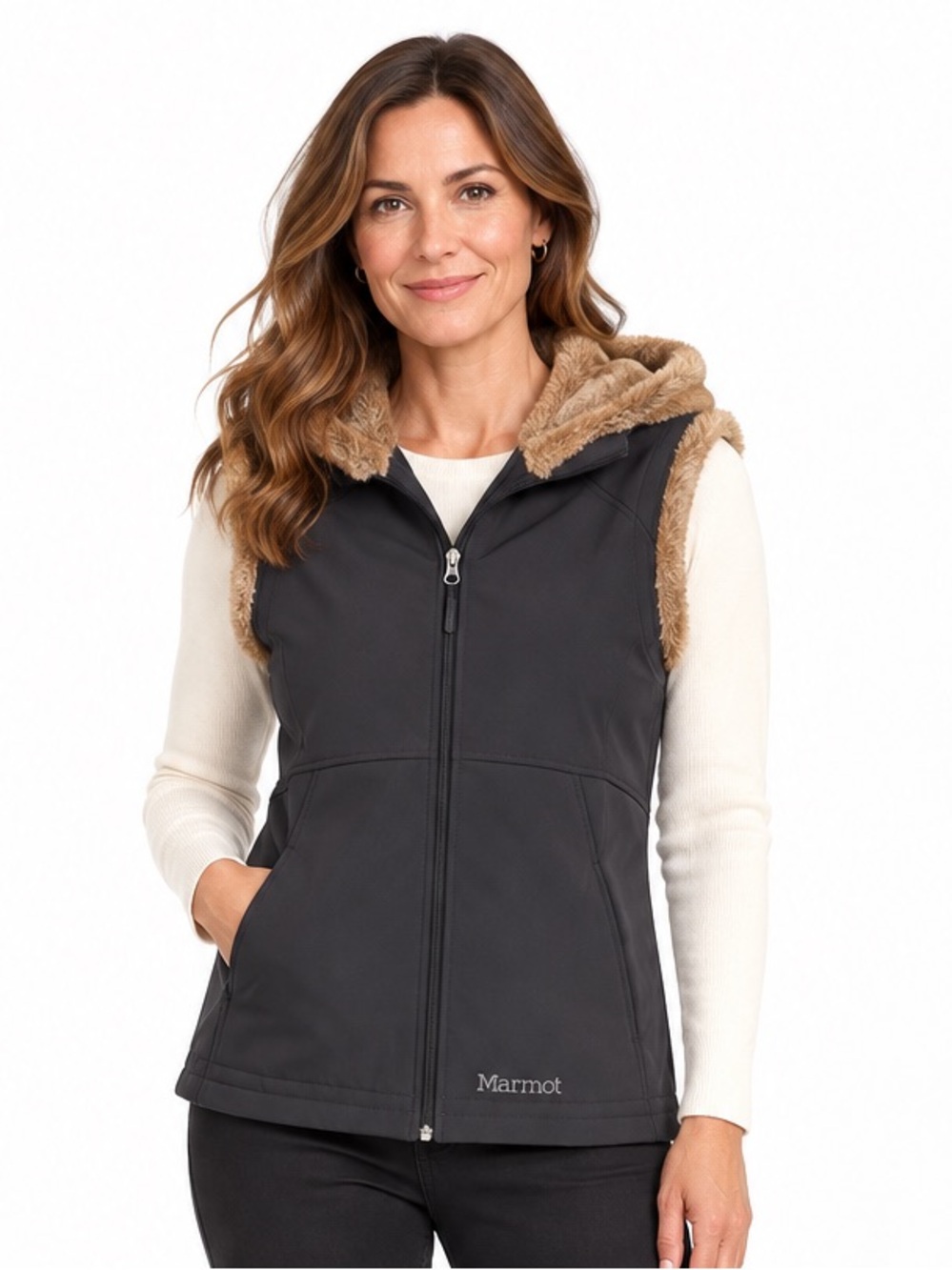 Marmot Furlong Softshell Hooded Faux Fur Vest - Women's M